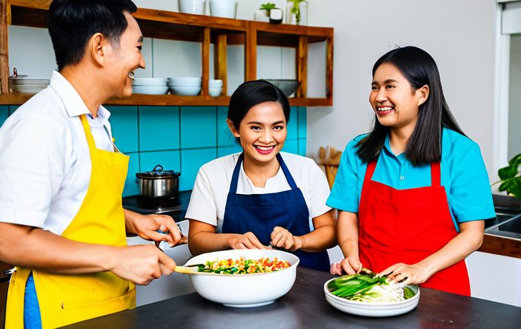 Co-living Community Event**

"A group of Thai adults, fully clothed in casual, modest clothing, participating in a Thai cooking class together in a bright, modern co-living space. They are smiling and appear engaged. The kitchen is clean and well-equipped. Natural lighting. Safe for work, appropriate content, professional photography, perfect anatomy, natural proportions, family-friendly."

**