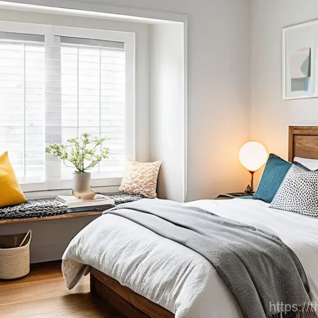 코리빙 커뮤니티의 DIY 공간 활용법 - **Cozy and Personalized Co-living Bedroom with DIY Touches**
A bright and inviting co-living bed...