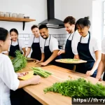 Home 21 코리빙 커뮤니티의 브랜드 가치 구축 - **Image Prompt 1: Vibrant Co-living Culinary Workshop**
A bright and airy communal kitchen withi...