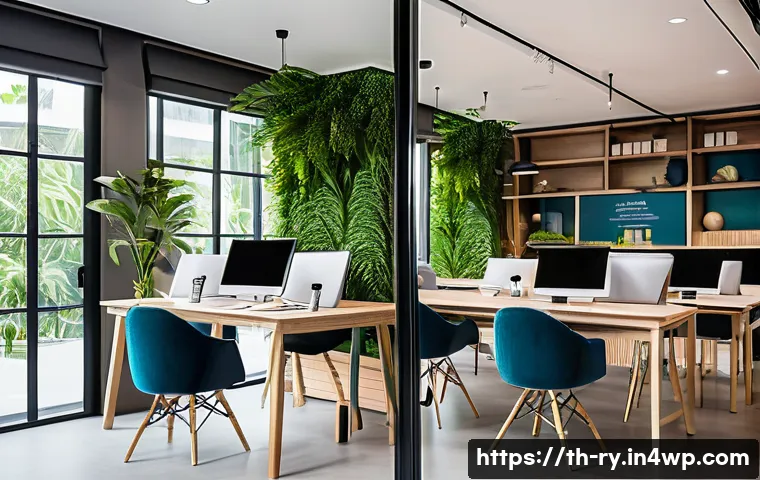 코리빙 커뮤니티에서의 코워킹 스페이스 운영 - A modern co-working space inside a vibrant co-living community in Bangkok, featuring clearly divided...